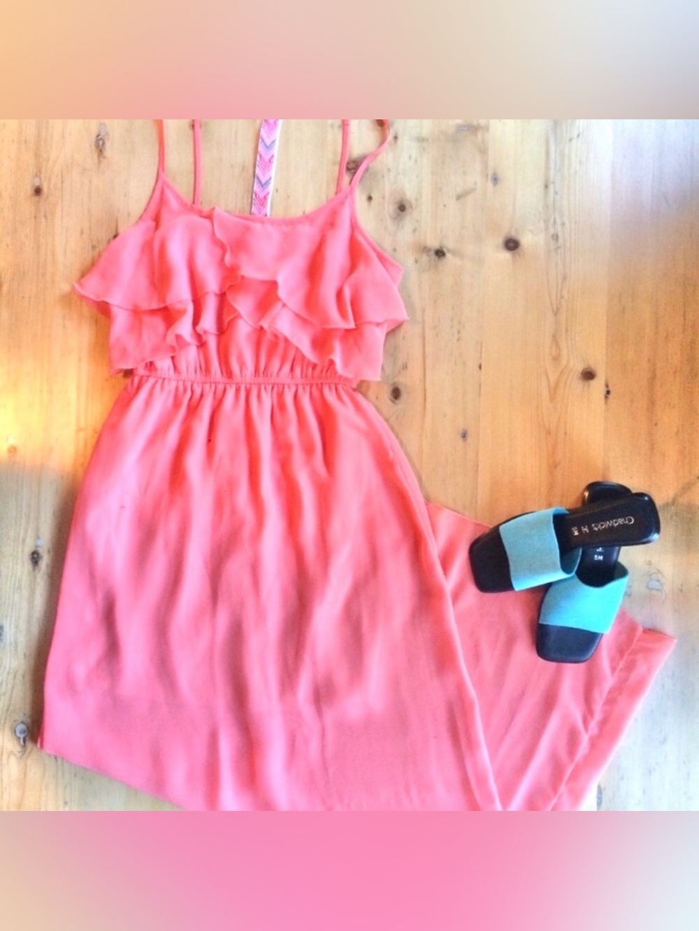 2/$30 Three Pink Hearts S t-back flutter maxi dress